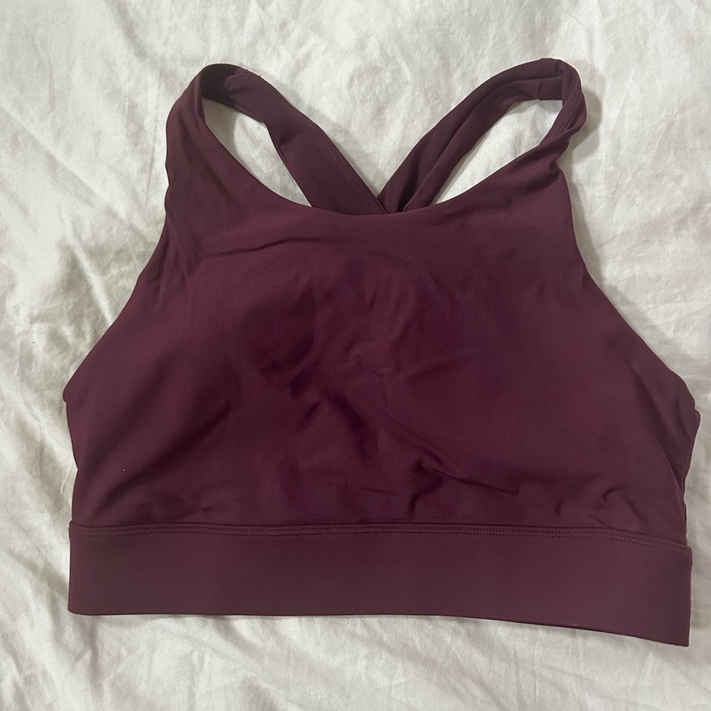 Fabletics maroon high neck sports bra - size medium